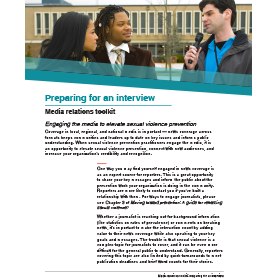 Image of a reporter interviewing two people