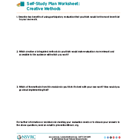 Self study plan worksheet: creative methods