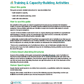 Training and capacity building activities