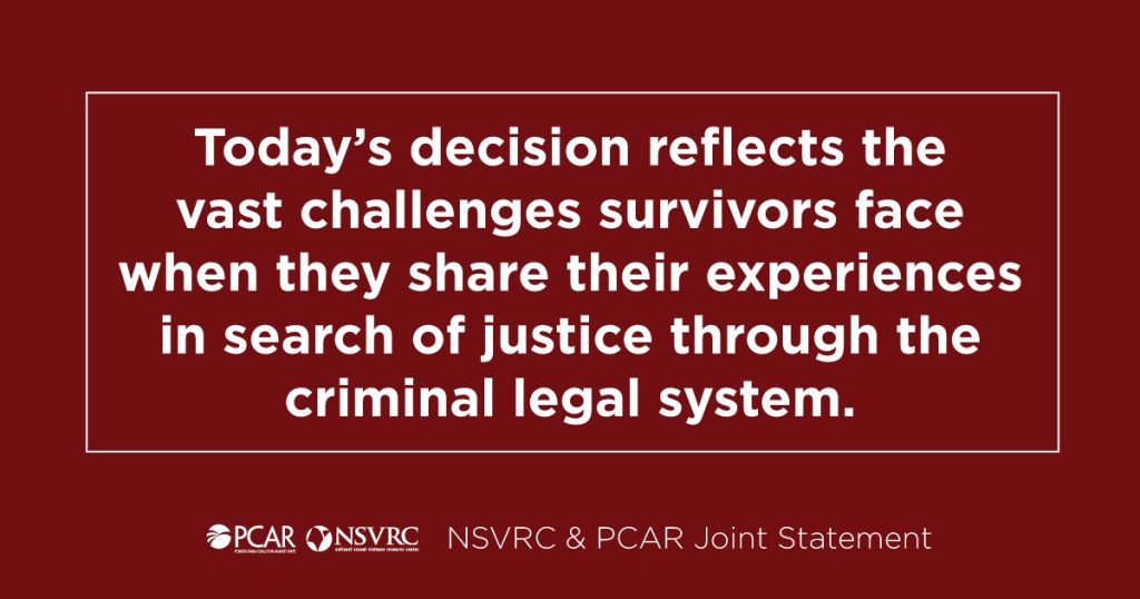 NSVRC & PCAR Joint Statement on Cosby’s Release