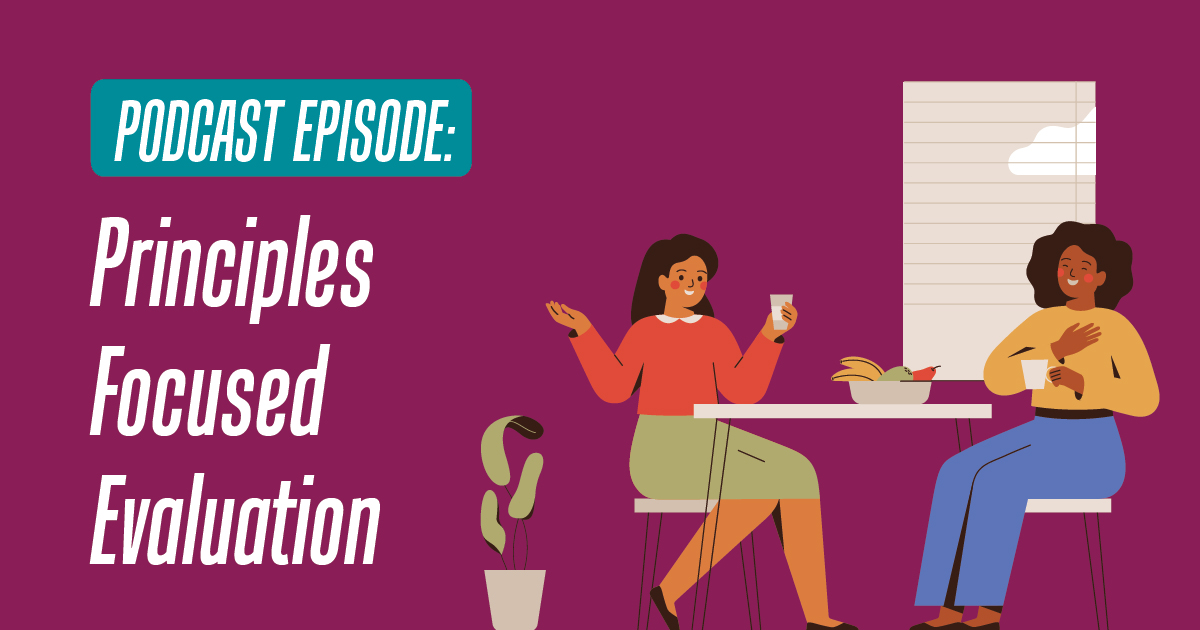 Principals Focused Evaluation reads the text and on the right is the image of two women sitting at a table chatting