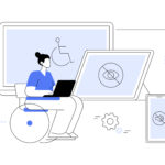 Person in wheelchair working on laptop